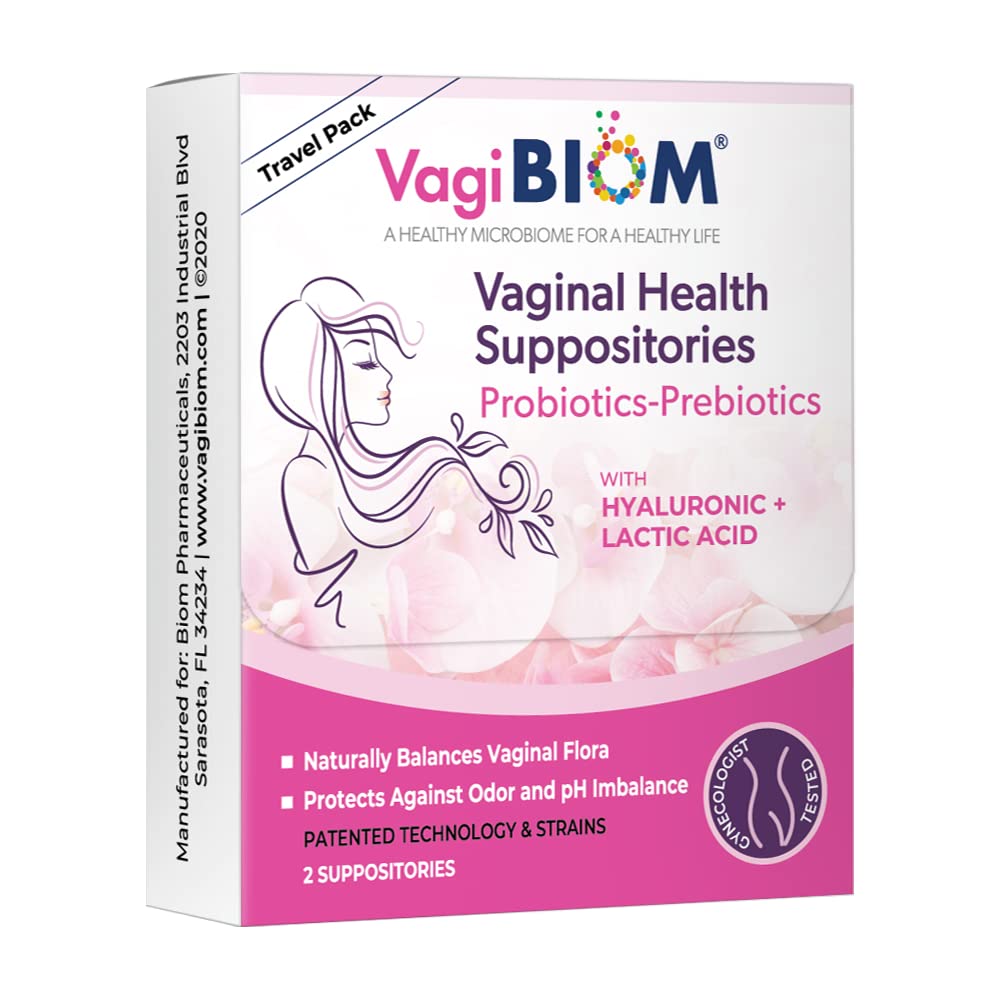 VagiBiom Probioitc Suppository Convenient Travel Pack עם 2 Suppositories: Microbiome Plrov. אודור שליטה משטר; איזון ו Nourishes בריא פלורה