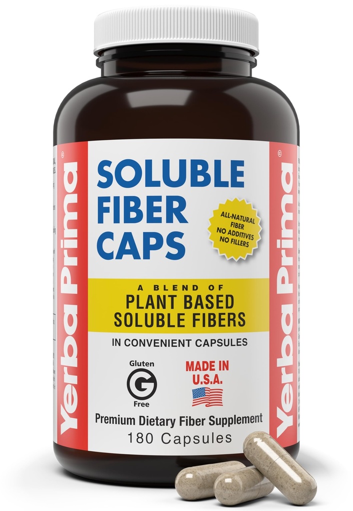 Yerba Prima Soluble סיבים פורפסולות פורמולה, 180 הרוזן - Premium Dietary Fiber, Natural, ריכוז Soluble סיבים, Gluten Free, non-GMO, Made in USA
