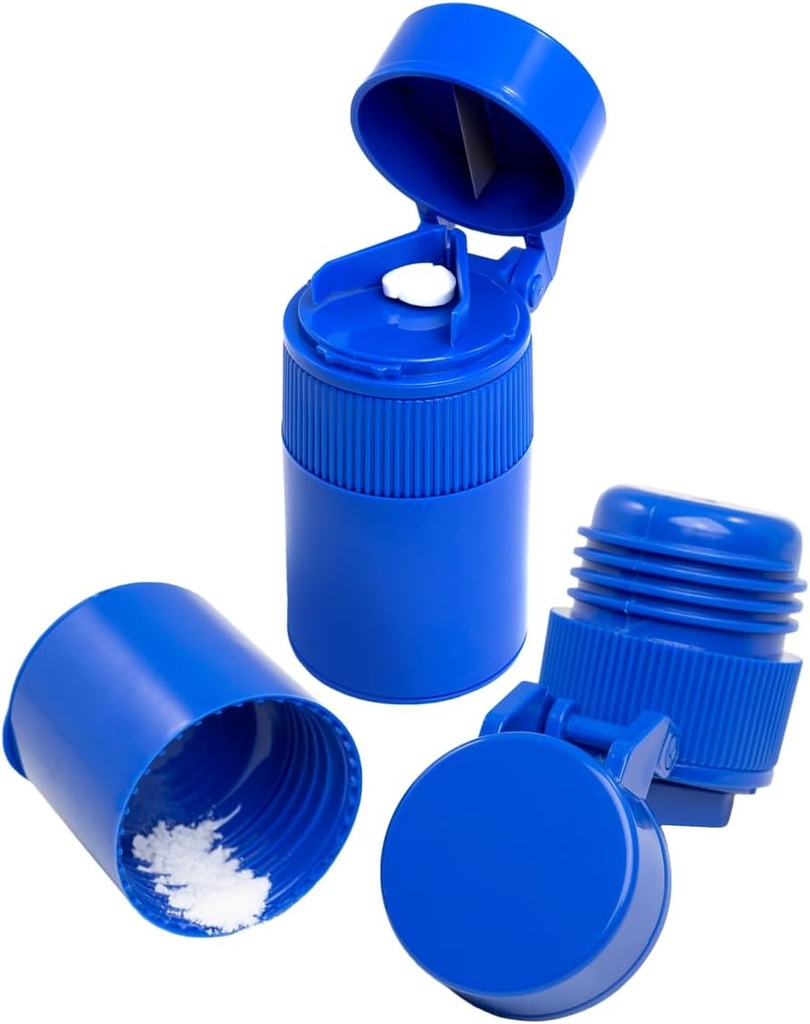 EZY DOSE 3 גלולות השוואתיות Pill Crusher, Cutter ו-Greener, Daily Usage, Safely Cut Pills, ויטמינים, טבליות, Accurate and Easy Cutting, Stainless Steel Blade, Removable drink Cup, Blue, BPA Free Free