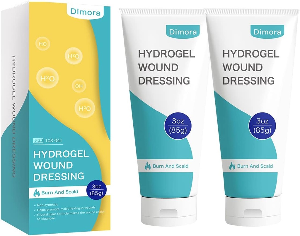 Dimp 2 Packs 6oz Hydrogel First Aid Ointment, Burn Injory Soothing Gel, Skin Fix Cream for Emergency Burn, Postoperative Incisions, Bruises, Debride Wound Care
