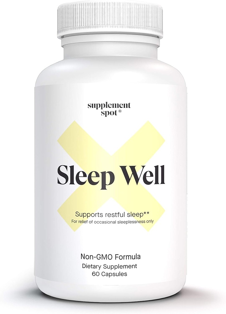 Sleep Well Natural Sleep Aid - Non-Habit פורמולה תוספת למבוגרים w/Magnesium, L-theanine, GABA & Serotonin - Sleep Support for Adults (60 קפסולות, 30 משרתים)