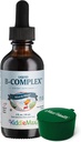 Maxi Health Raspberry נוזל ויטמין B Complex, תוספת עם ויטמין B12 - חתלתול B טיפות לילדים עם B1 B2 B3 B5 B6 Biotin Folic Acid, For Energy & Brain Function - 2 fl. Oz, Green Pillbox