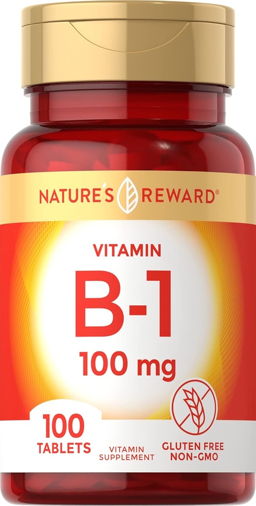 ויטמין B1 100 מ"ג (Thiamine) - 100 Count - Vegetarian, non-GMO & Gluten Free Supplement - by Nature's Reward