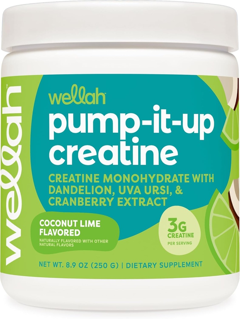Wellah Creatine לנשים (50 משרתות, קוקוס Lime) - Creatine Monohydrate with Dandelion & Cranberry לחלץ