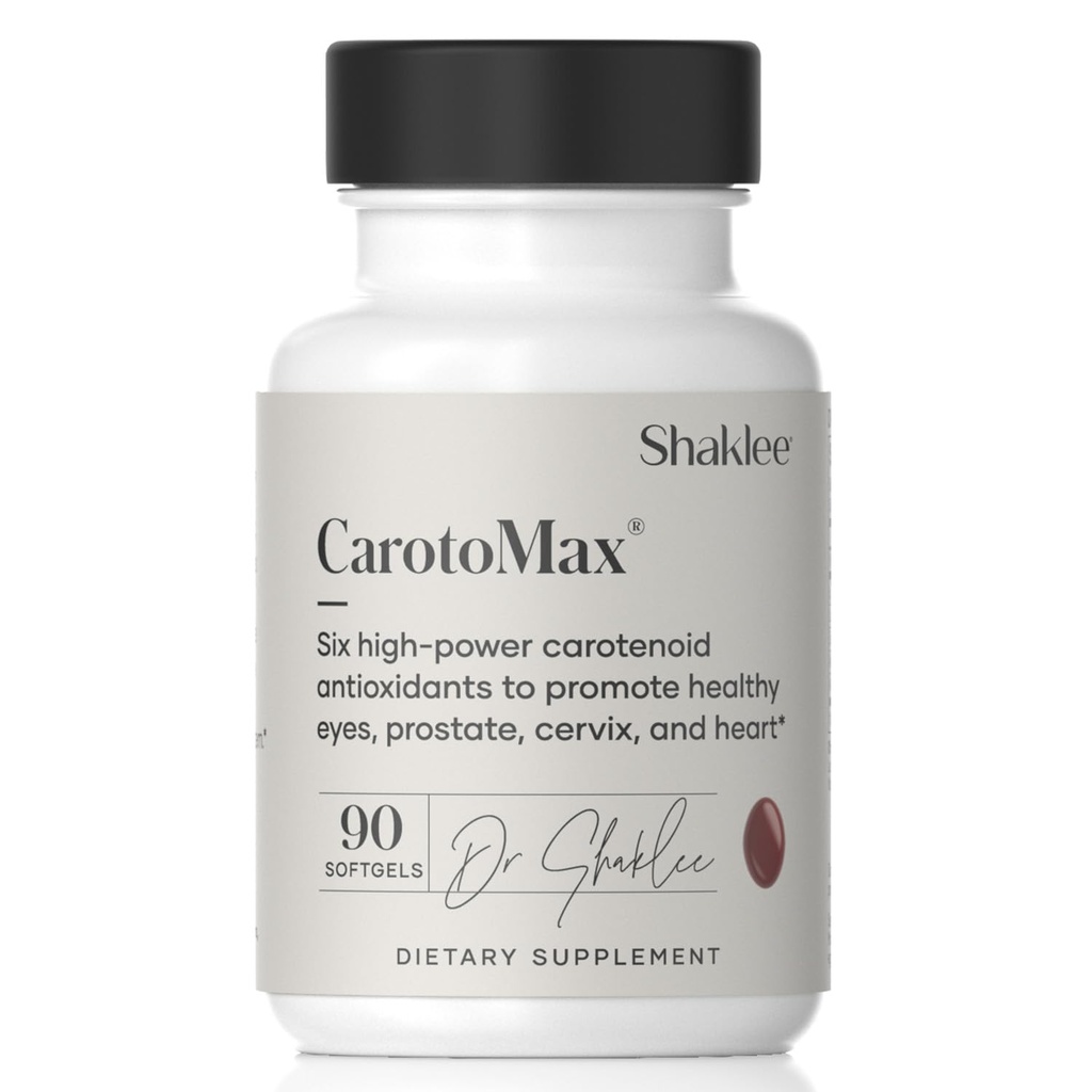 Shaklee - CarotoMax- Advanced Eye Formula w / 6 Key Carotenoids - תומך חזון - Lutein, Zeaxanthin, Beta-Carotene, Astaxanthin - מקדם בריאות Macular - 90 Softgels