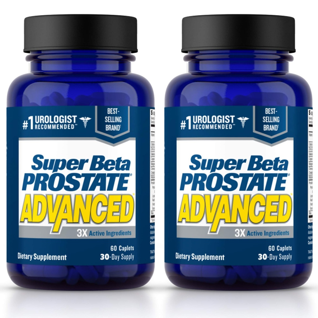 SUPER BETA PROSTATE מתקדם - קידום שינה, תמיכה ב- Bladder ריקה. תוספת של תמיכה ממשלתית לבריאות גברים עם Beta Sitosterol, לא Saw Palmetto. (120 Caplets, 2-Pack)