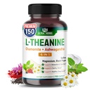 תוסף L-theanine - 6 מתוך 1 מורכב Enriched עם מגנזיום, Ashwagandha, Saffron, Chamomile - תמיכה מרגיעה, Calmness & Sleep Quality
