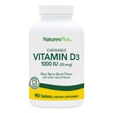 NaturesPlus ויטמין D3 (1000 IU) - 90 טבליות Chewable, Maui Berry Burst Flavor - Vegetarian, Gluten Free - 90 משרתים