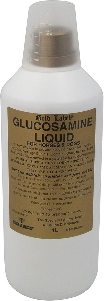 תוויות זהב Glucosamine נוזל, תוספת סוסים, מפרקים בריאים וניידות, 1 Litre
