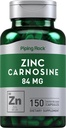 Piping Rock Zinc Carnosine תוסף | 84mg | 150 קפסולות | Non-GMO, Gluten Free