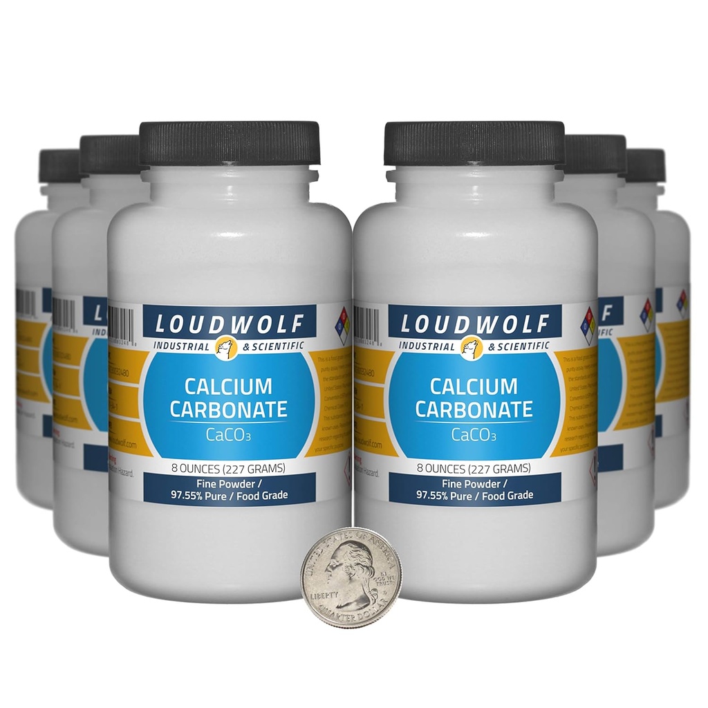 Calcium Carbonate / 3 פאונד / 6 בקבוקים / 97.55% מזון טהור כיתה / אבקת שומן