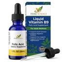 ויטמין נוזלי B9 תוספי חומצה פולית - VIT B טיפות עבור תפקוד המוח & Digestive, Liver תמיכה - Gluten-Free, non-GMO, טבעוני - תוספת תזונה למבוגרים - 1 fl. oz.