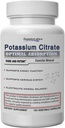 Top Labs Potassium Citrate 100 מ"ג, Pure non-GMO Electrolyte מינרלים, Additive-Free, Kidney Stone & pH תמיכה, כאבי Cramp הקלה, Heart & Nerve פונקציונלי, Alkalizing Balance, 120 Veg Capss