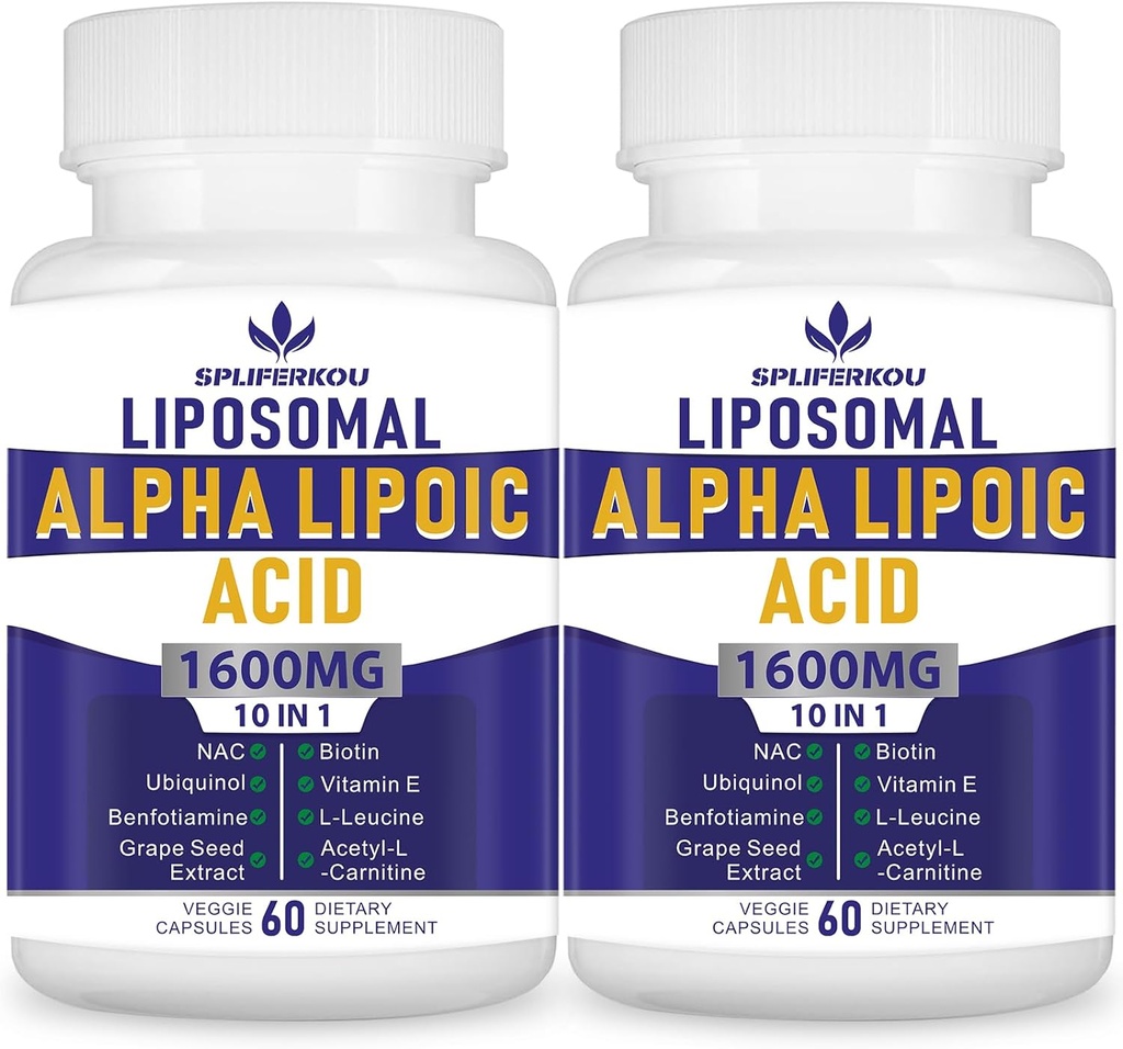 Liposomal Alpha Lipoic Acid 1600 מ"ג לשרת, Alpha lipoic Acid תזונהal תוספי עבור Antioxidant Health, Energy ו Metabolism-Gluten Free & non GMO 120 קפסולות