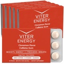 Viter Energy Caffeinated Gum 60mg Caffeine, B ויטמינים, Guarana, סוכר חינם (Cinnamon, 12pcs, 6 Pack)