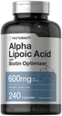 Horbäach Alpha Lipoic Acid 600 מ"ג | 240 קפסולות | עם biotin Optimizer | Non-GMO ו- Gluten Free Supplement