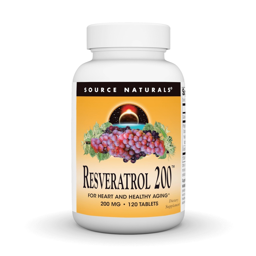 מקורות טבעיים Resveratrol 200 עבור הזדקנות בריאה *, 200 מ"ג - 120 טבליות