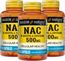 מייסון נטלה NAC N,Acetyl,L,Cysteine 500 מ"ג, 6 חודשים אספקה, תמיכה בריאות סלולרית רגילה, Immune System Booster for General Wellness, 3 Pack