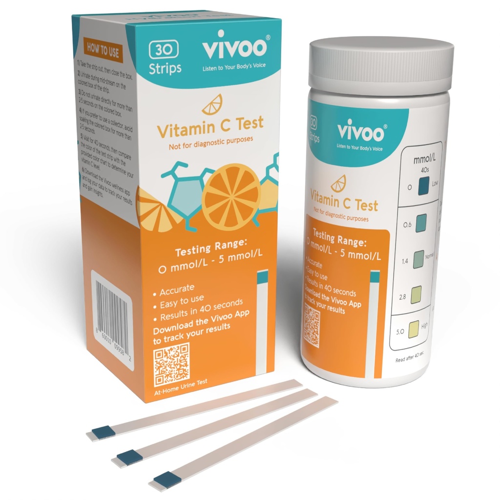 Vivoo Test Strip - לעקוב אחר מצב ויטמין C בבית! בדיקה של 40 שניות עבור רמות Accurate, מה שהופך אותך לאופטימיזציה של התזונה שלך - 30 Strips