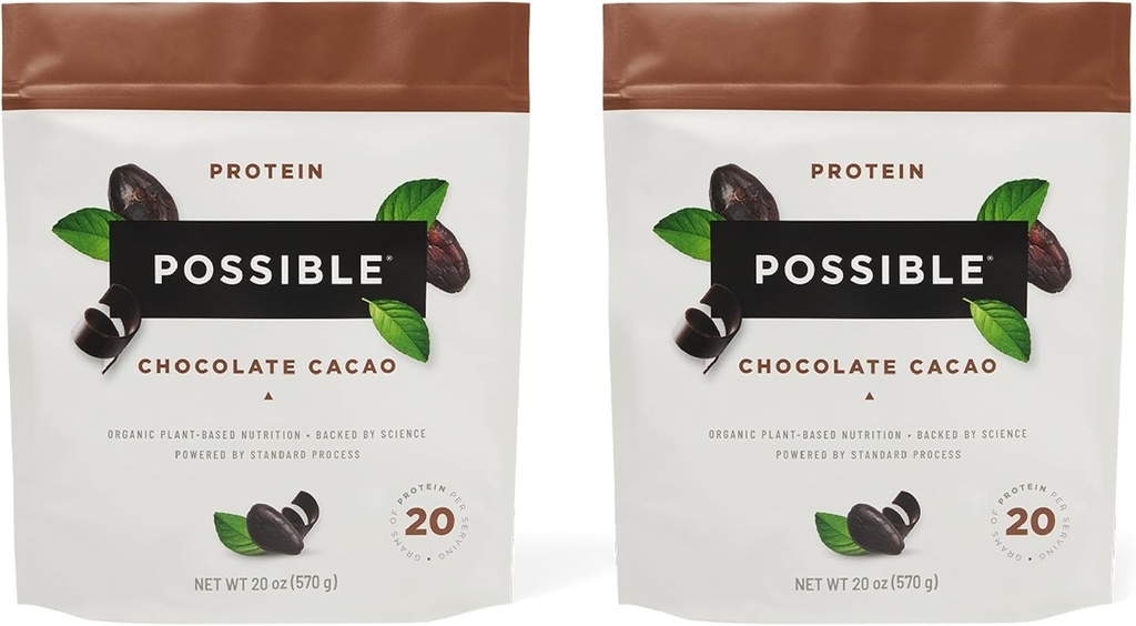 אבקת חלבון אבקת שוקולד Cacao - 20 גרם של אלומיניום טבעוני, צמחי מבוסס חלבון לערבב - non-GMO, non-Dairy, Gluten-Free - 3.5g של BCAAs - 9 Essential Amino Acids - 30 יום אספקה - 2 Bag, 30 משרתים