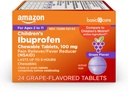 טבליות Ibuprofen Chewable 100 מ"ג, Grape Flavor, Pain Reliever ו- Fever (NSAID), For Sore גרון, Toothache, Headache Relief ועוד, 24 Count