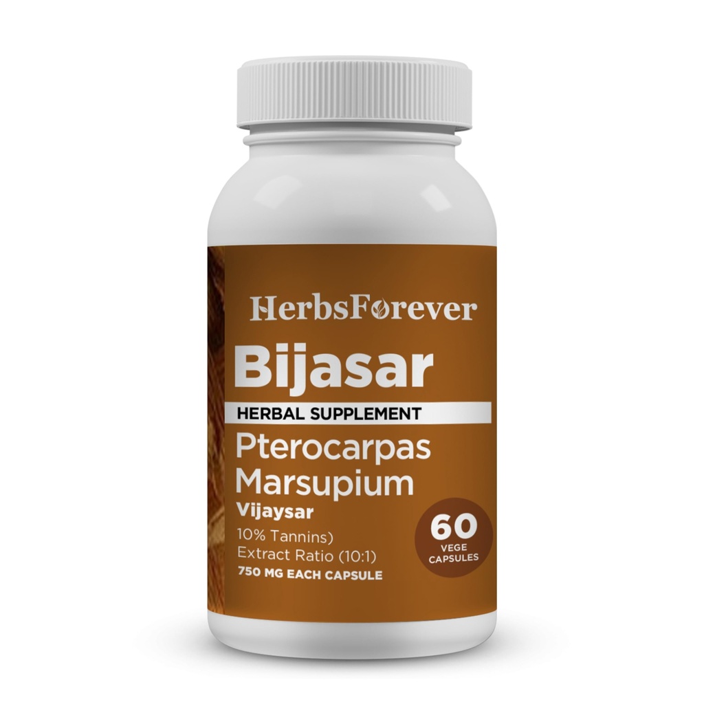 HerbsForever Bijasar (הודית Kino Tree, מלאבר Kino)-ExtraPower(10:1) לחלץ, Equiv.to 4800 מ"ג אבקת ברק עבור תמיכה חיה ו Detox Blood Sugar & Purity .10 טננינגs 60 Veg כמוסות 800mg