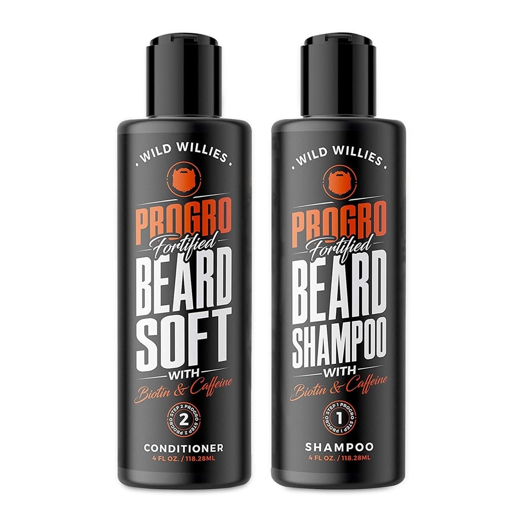 ווילים פרועים ProGro Beard growth Shampoo & Conditioner Set for Thicker & Fuller Beard