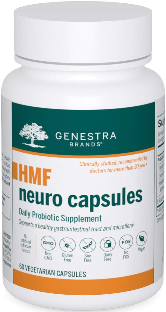Genestra Brands HMF Neuro כמוסות - נשים, גברים וילדים פרוביוטיקה - עבור Gut Health - 60 קפסולות
