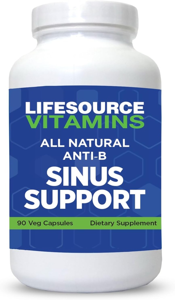 LifeSource ויטמינים All Natural Anti-B Sinus Support - 14 All Natural Ingredients - 90 קפסולות - פורמולה דיגיטלית