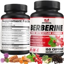 Berberine HCl, 150 קפסולות - Plus Ceylon Cinnamon, Turmeric, Milk Thistle, Artichoke, Black Pepper, Berberine HCI Roots Pills - Immune System