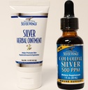 נתיב טבעי שביל Silver Wings תוספי - Colloidal Silver 500 ppm (1 oz / 30 מ"ל) Immune Support Plus Herbal Ointment 250 ppm (1.5 oz)