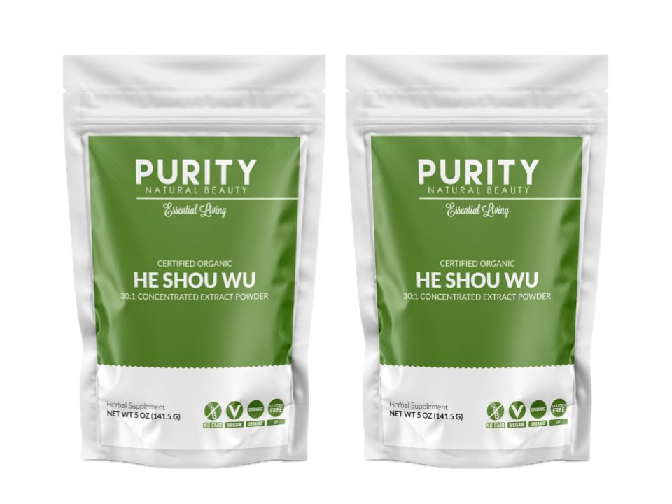 אורגני מוסמך הוא Shou Wu - גדול 5oz Bag של 30:1 Concentrated-Fo-ti - אורגני Foti Extract - Fo ti He Shou Wu אורגני (Pack of 2-10 Ounces)