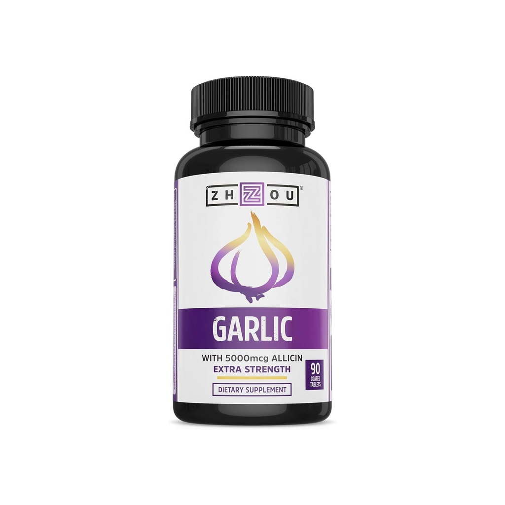 ג'ואו Garlic עם Allicin - תוספי Garlic, Odorless Garlic לחלץ גלולות לגברים ונשים, 5000 mcg Allicin Per Tablet עבור Immune & Heart Health - 90 טבליות Coated (Pack של 1)