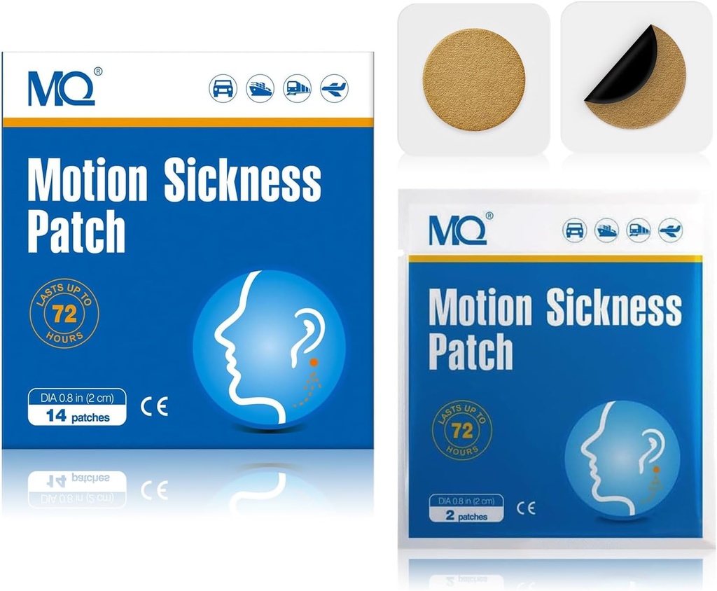 MQ 84ct Motion Sickness Patches non Drowsy, Sea Sickness Patches for Cruise Travel Essentials, Waterהוכחה Patch Behind Ear for Car Airplane Altitudeness, Long Last 72H