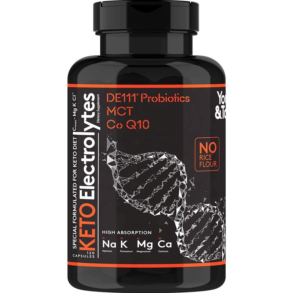 Keto אלקטרוליט קפסולות עם MCT, מגנזיום, Potassium & Zinc - Probiotics, CoQ10 & ויטמין D3 להשקה, אנרגיה, תמיכה מהירה, דיאטות דלת פחמימות & Carnivore - 120 Unflavored Pills