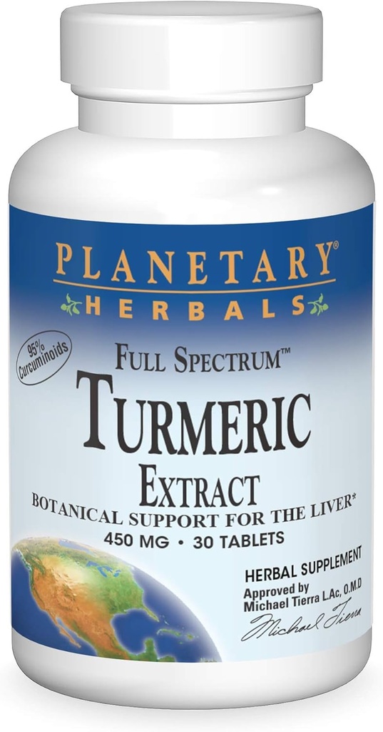 פלנטרי Herbals Full Spectrum Turmeric לחלץ טבליות, 450 מ"ג, 30 Count