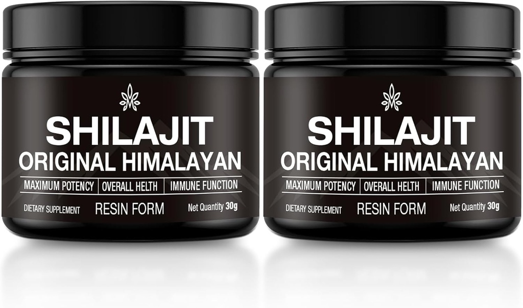 Shilajit Pure ההימלאיה אורגני Shilajit Resin Gold כיתה 100% טהור Shilajit עבור גברים ונשים עם Fulvic Acid, 85+ Trace מינרליםs, מבחן מעבדה לאנרגיה, תמיכה כספית, 30 גרמים (2 Pack)