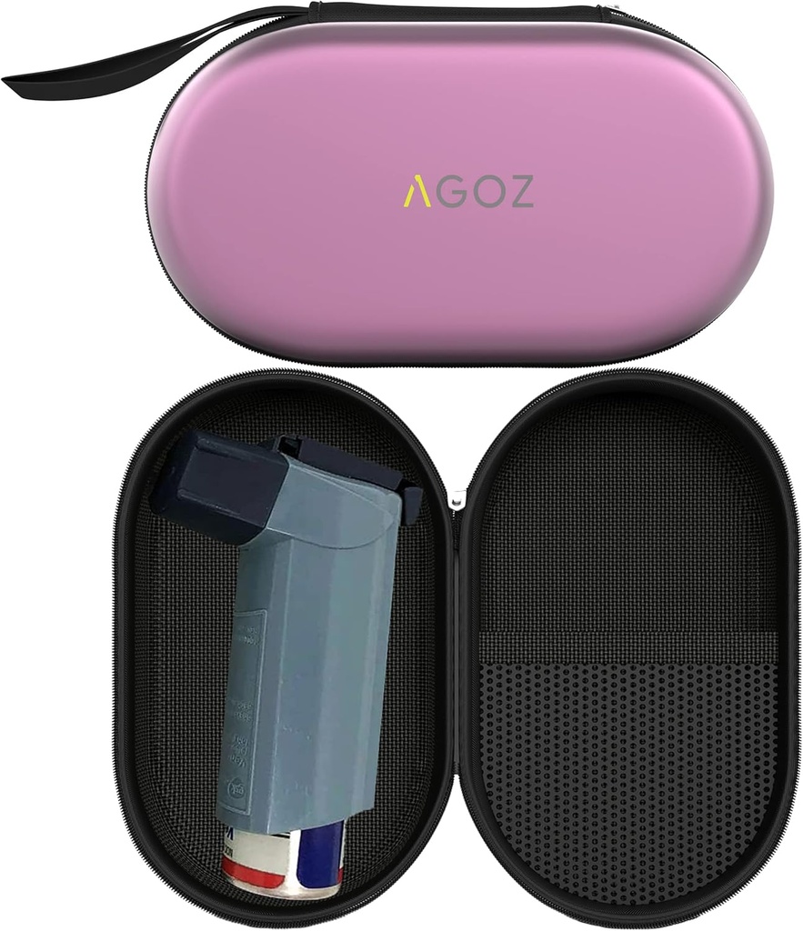 AGOZ Asthma Inhaler Case Zippered Medical Pouch Cover with Wrist (Purple)