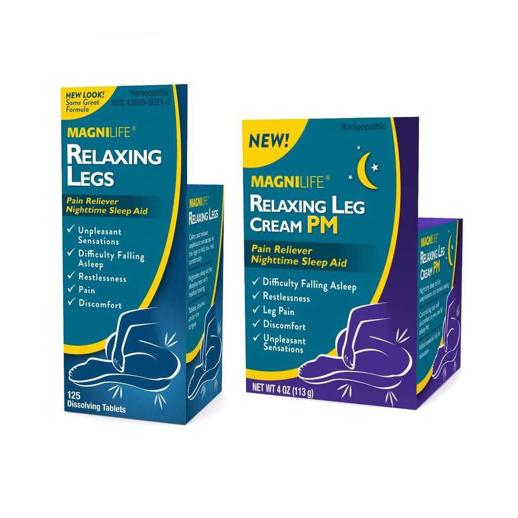 MagniLife מרגיעה את ה-125 Count Quick Dissolve Tablets מרגיעה את ראש הגלידה 4oz Jar Restless Legs