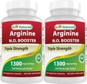 Best Naturals L-Arginine No Booster Triple Power 1300 מ"ג משרת 120 קפסולות Veg (120 Count (Pack of 2))