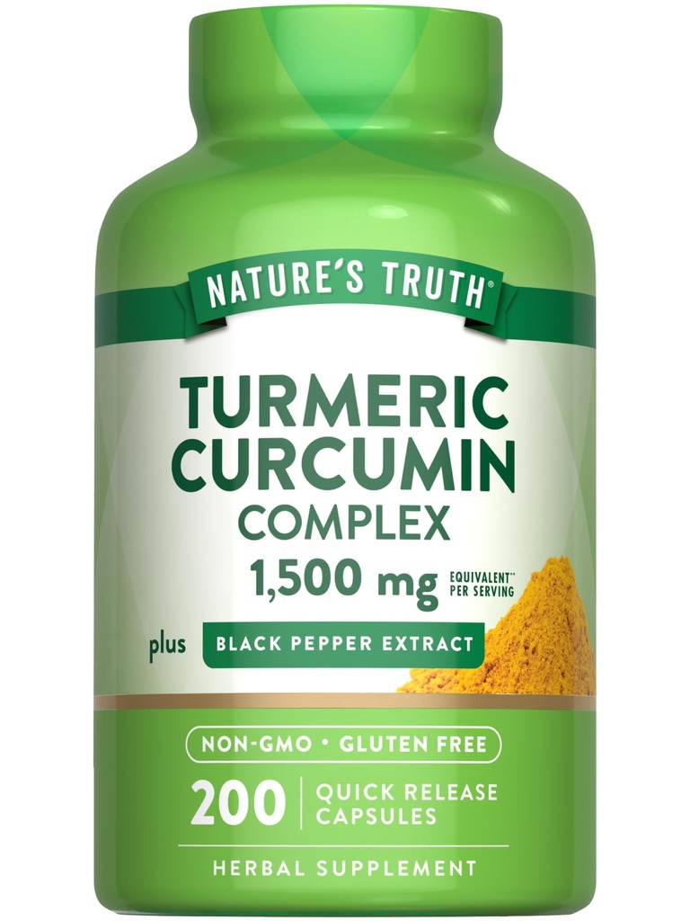 האמת של Nature Turmeric Curcumin Complex | 1500 מ"ג | 200 קפסולות | עם Black Pepper Extract
