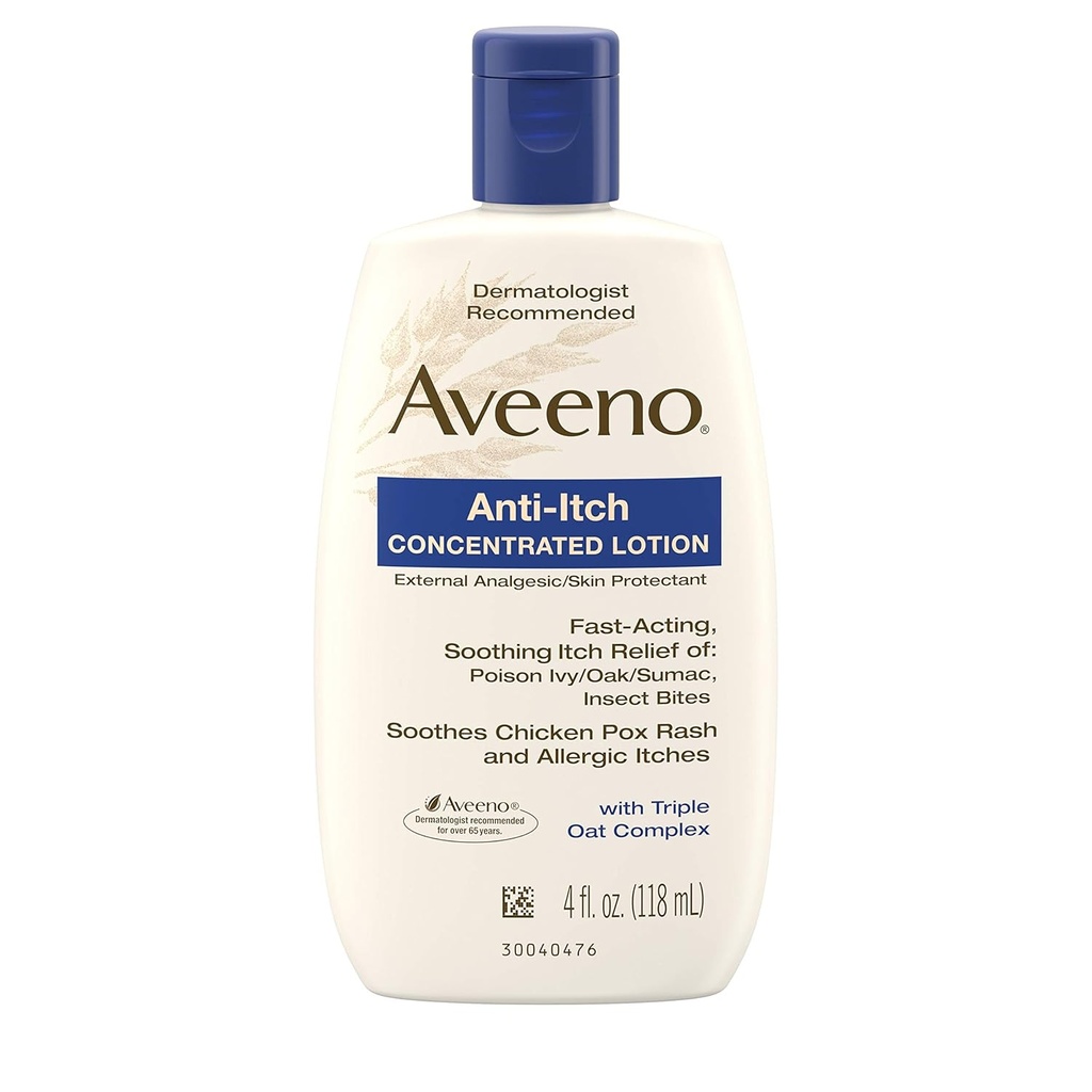 Aveeno Anti-Itch Concentrated Lotion with Calamine ו- Triple Oat Complex, Skin Protectant for Fast-Acting Itch Relief from הרעלת Ivy, Insect Bites, עוף Pox ו- Allergic Itches, 4 fl.
