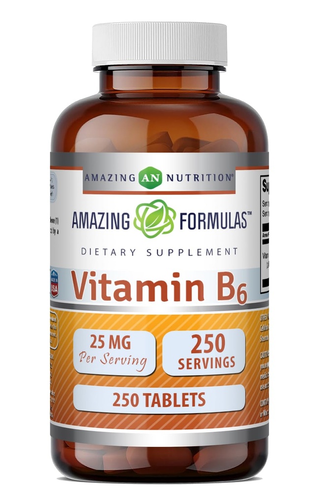 פורמולה מדהימה ויטמין B6 Pyridoxine 25 מ"ג 250 טבליות תוסף