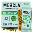 Mezcla Puff Crispy חלבונים Bars, Gluten חינם & טבעוני חלבונים Bars, 10g חלבון, אלט עבור קריספי רייס טיפול, גרנולה Bars & Breakfast Bars, חטיפים בריאים למבוגרים, Matcha Vanilla, 12 Pack