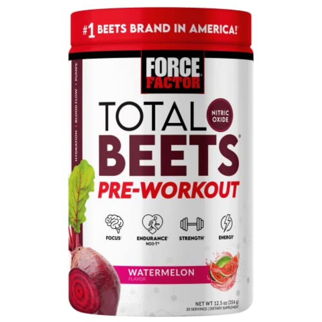 עבור FACTOR Total Beets Pre-Workout אבקה כדי לשפר את האנרגיה וההרסה, להגביר את העוצמה ולשפר את זרימת הדם ואת משאבות, Nitric Oxide תוספת עם אבקת שורש באט, Watermelon, 30 משרתים