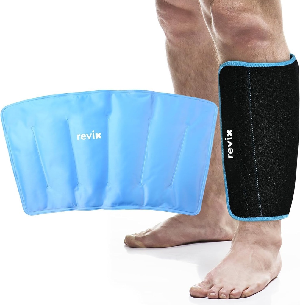 REVIX XL Ice Pack Reusable Gel Cold Pack for Calf ו-Elbow Discomfort, Leg Cold Therapy Compression Op Refreezable, 360 מעלות כיסוי מלא