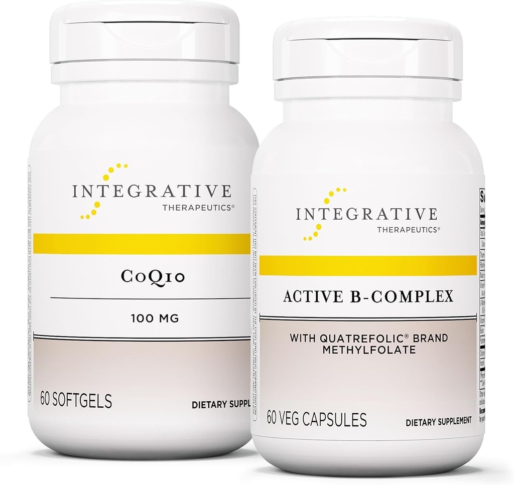 Integrative Therapeutics Bundle עם Active B-Complex, 60 קפסולות ו-CoQ10 (100mg), 60 Softgels - Active B-Complex כדי לתמוך במטבוליזם אנרגיה* - CoQ10 כדי לתמוך בבריאות הלב והמוח *