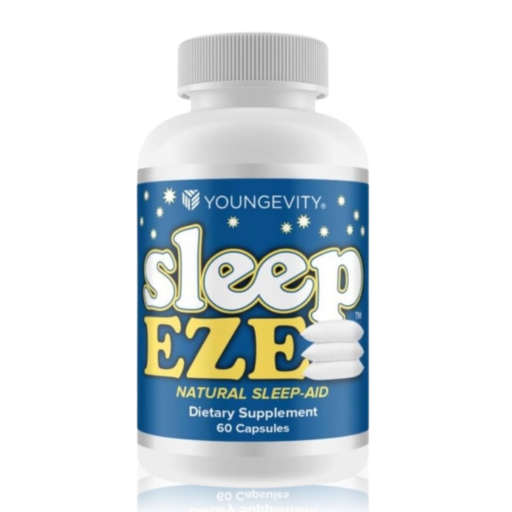 Youngevity Sleep Eze - Natural Sleep Support - ולריאן שורש, פרח תשוקה, 5-HTP, Melatonin - Non-Habit Forming - Sleep Support - 60 קפסולות)