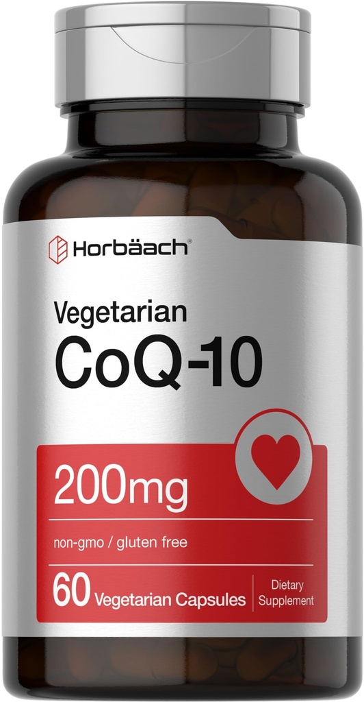 Horbäach CoQ10 200 מ"ג | עם Black Pepper לחלץ 60 קפסולות | Vegetarian, non-GMO, Gluten Free Supplement