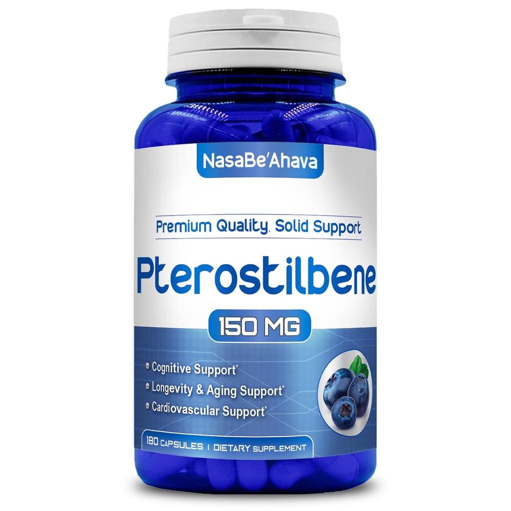 תוספת של כוח Pterostilbene תוסף; ידידותי 150 מ"ג Pterostilbene קפסולות; תוספת אנטי-חמצן עבור Aging Heart Immune ותמיכה במוח | Made in the USA (180 יום אספקה)